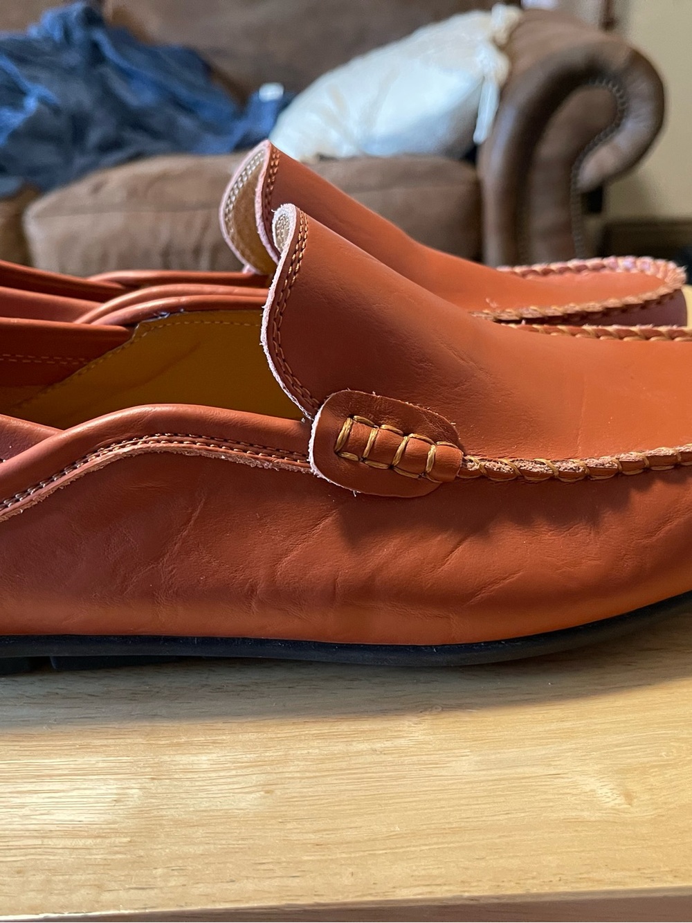 Go Tour Men's Leather Slip-on Loafers Driving Shoes Casual Size 10M Brown Golf